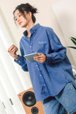Boyfriend's Shirt Loose Fit Button Shirt - Unisex Embroidery - Gummy Club Official - Blue - Blue